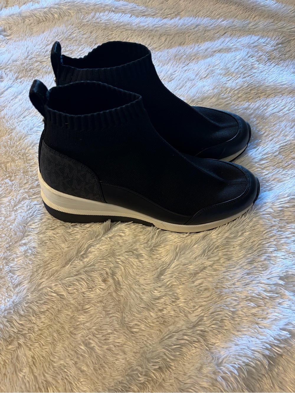 Michael Kors Black Knit Sock-Wedge Sneakers
